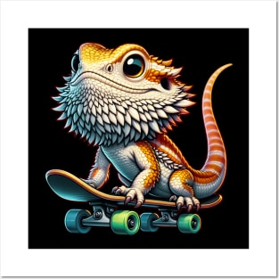 Bearded Dragon Skateboarding Posters and Art